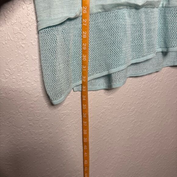 Pure J Jill Aqua Blue Linen Blend Asymmetrical Crochet Hem Tunic Top Size XL - Picture 7 of 10